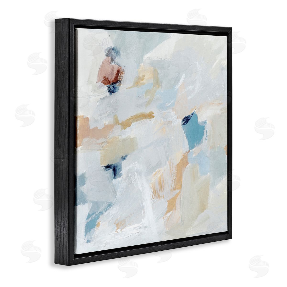 Subtle Abstract with Blue Black Floating Frame Canvas Wall Art, Home Decor by Victoria Barnes