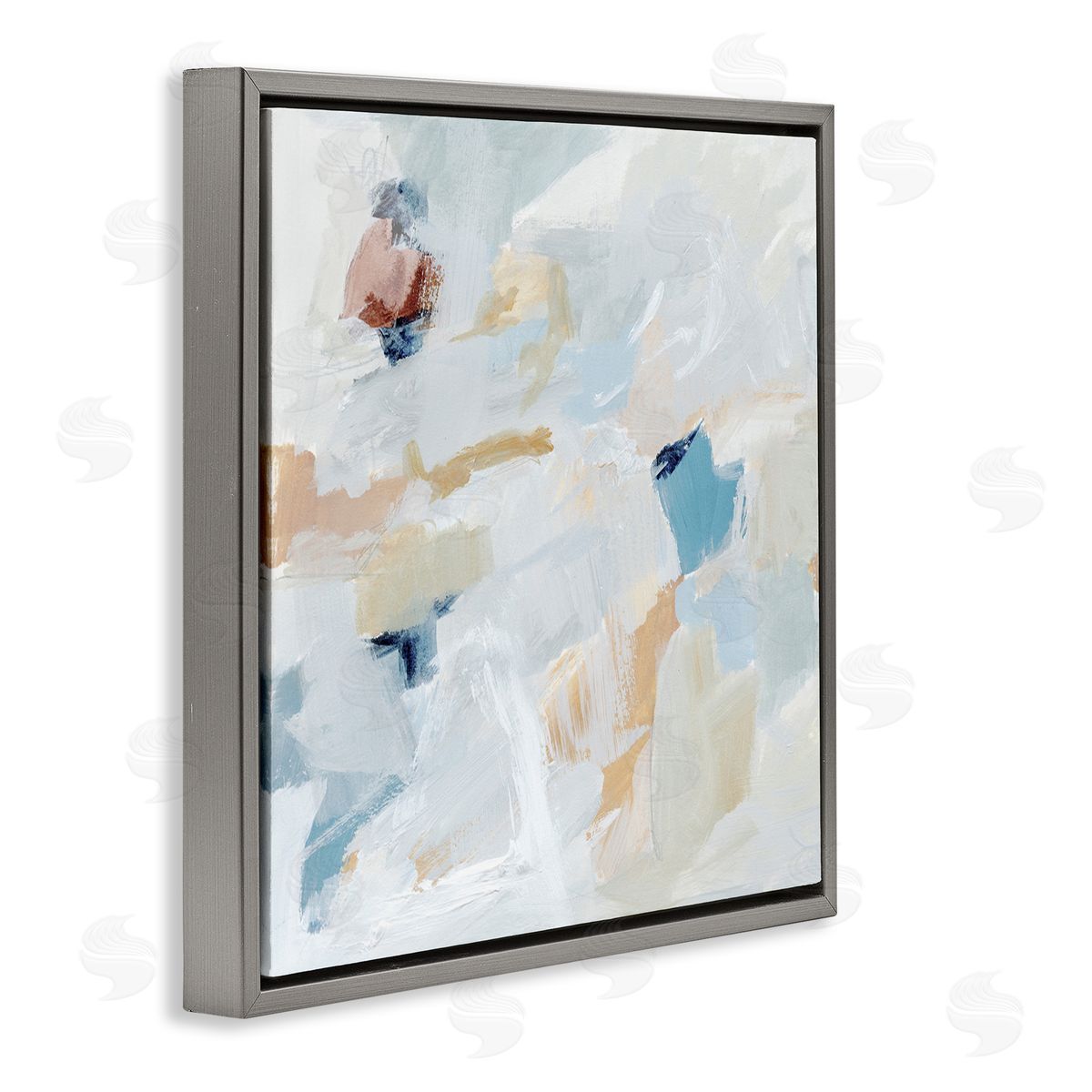 Subtle Abstract with Blue Grey Floating Frame Canvas Wall Art, Home Decor by Victoria Barnes