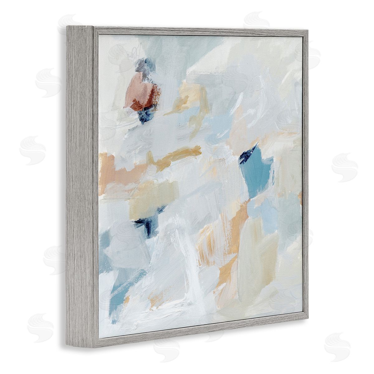 Subtle Abstract with Blue Grey Frame Print Wall Art, Home Decor by Victoria Barnes