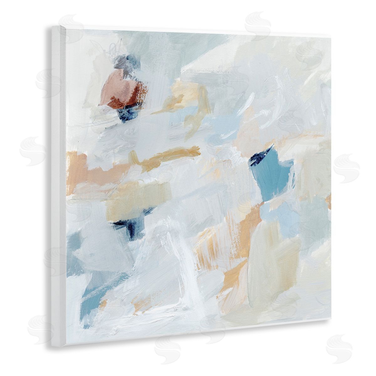 Subtle Abstract with Blue Wood Plaque Wall Art, Home Decor by Victoria Barnes