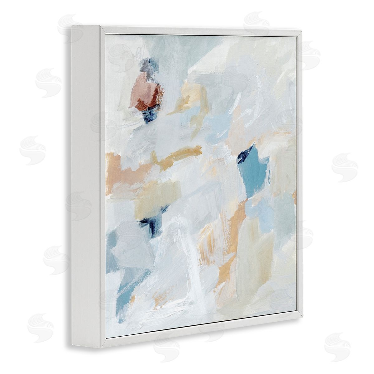 Subtle Abstract with Blue White Frame Print Wall Art, Home Decor by Victoria Barnes