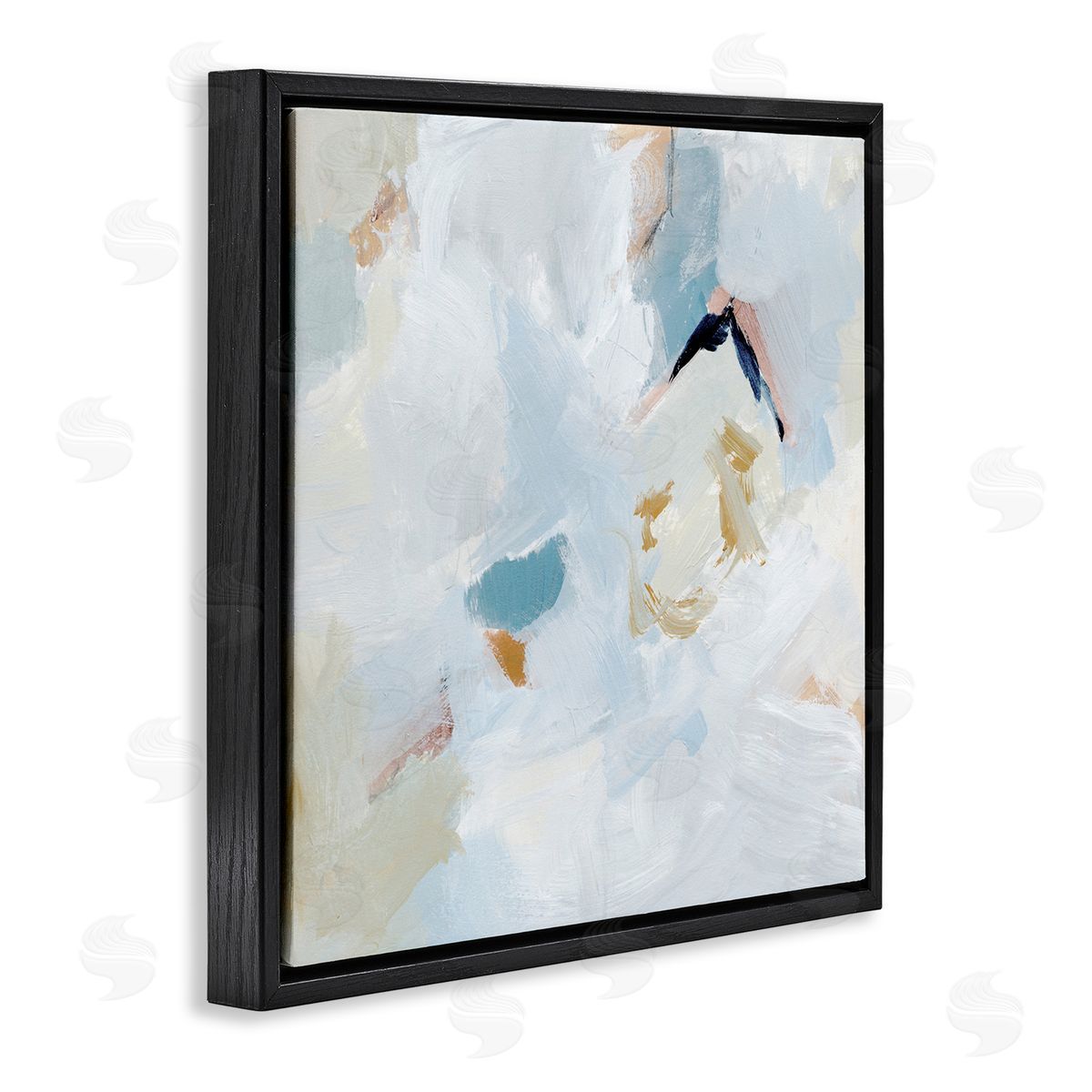 Soft Subtle Abstraction Black Floating Frame Canvas Wall Art, Home Decor by Victoria Barnes