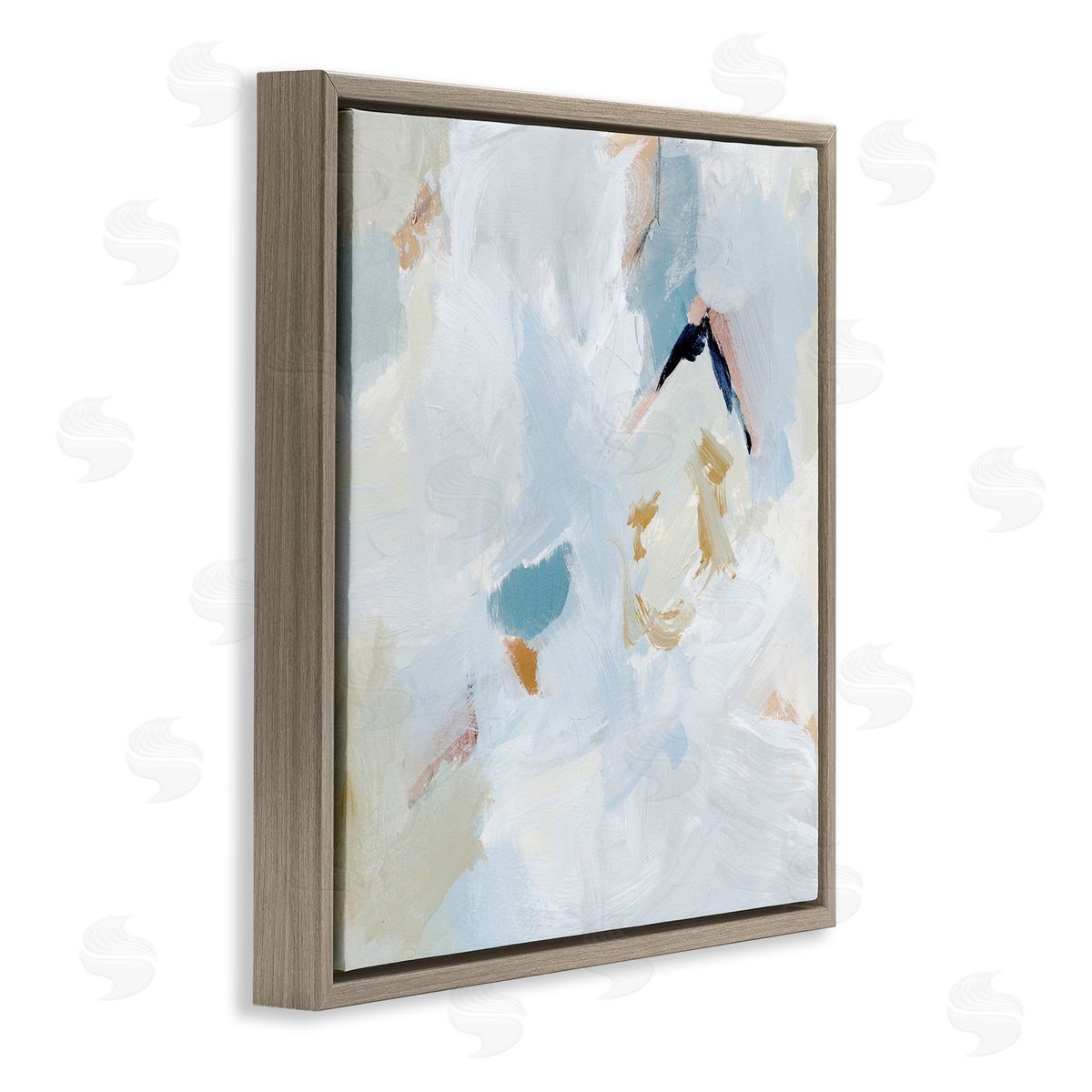 Soft Subtle Abstraction Brown Floating Frame Canvas Wall Art, Home Decor by Victoria Barnes