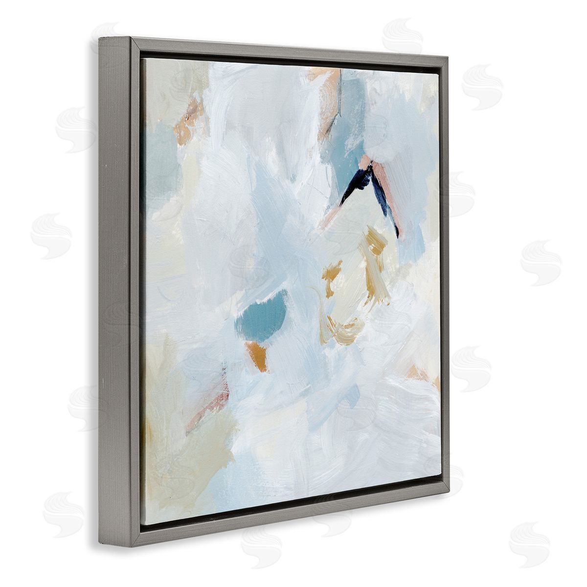 Soft Subtle Abstraction Grey Floating Frame Canvas Wall Art, Home Decor by Victoria Barnes