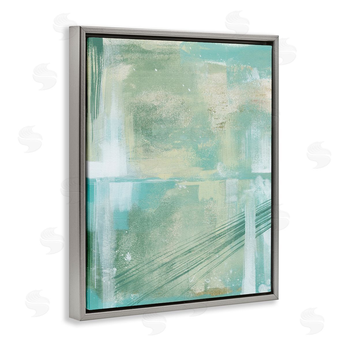 Grace Popp Green Industrial Abstraction Gray Floating Frame Canvas Wall Art Print