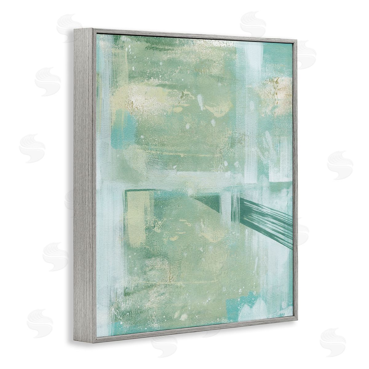 Green Weathered Abstract Grey Frame Print Wall Art, Home Decor by Grace Popp