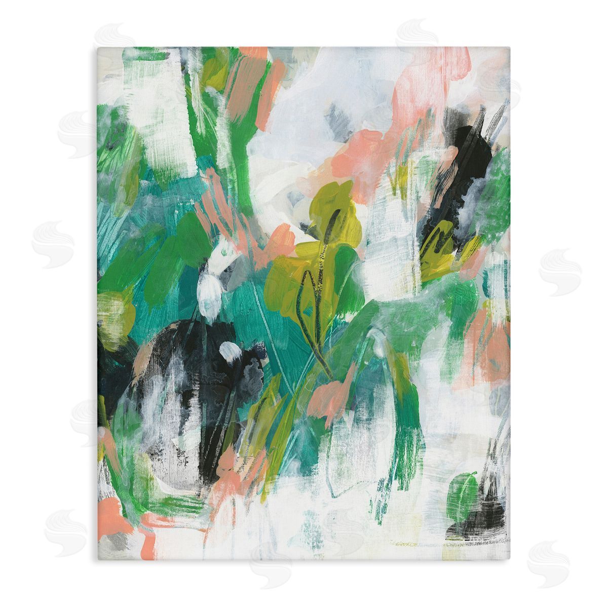 Chaotic Green and Pink Abstract Canvas Wall Art, Home Decor by June Erica Vess