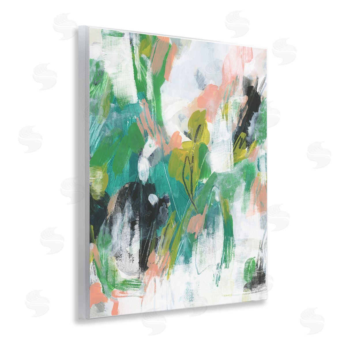 Chaotic Green and Pink Abstract Wood Plaque Wall Art, Home Decor by June Erica Vess