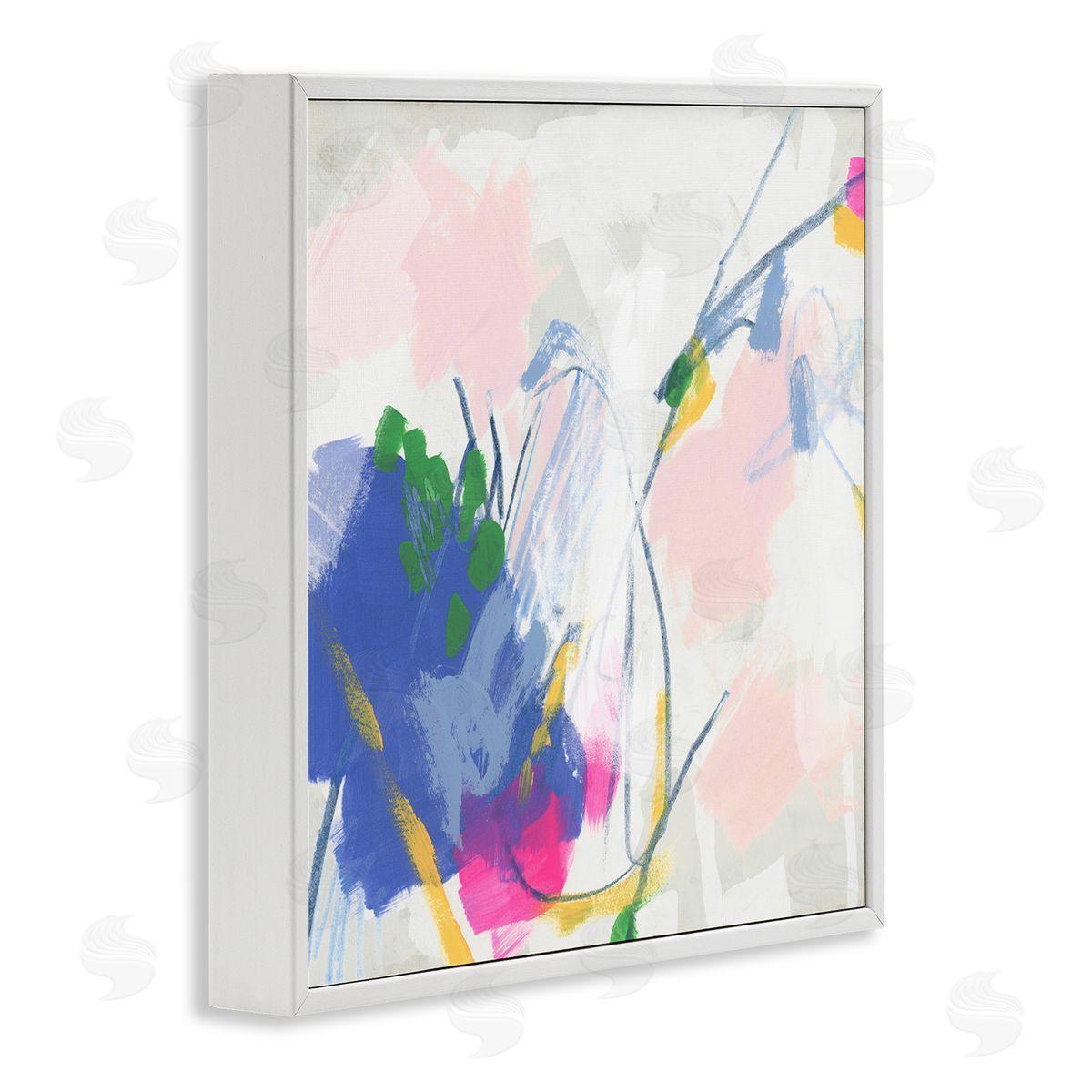 Pink and Blue Abstraction White Frame Print Wall Art, Home Decor by June Erica Vess