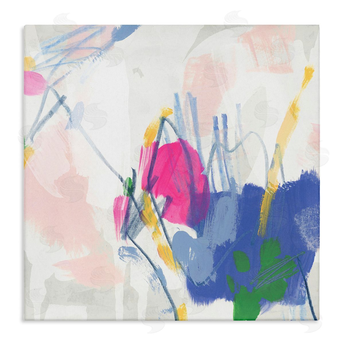 Blue and Pink Abstract Scribble Canvas Wall Art, Home Decor by June Erica Vess