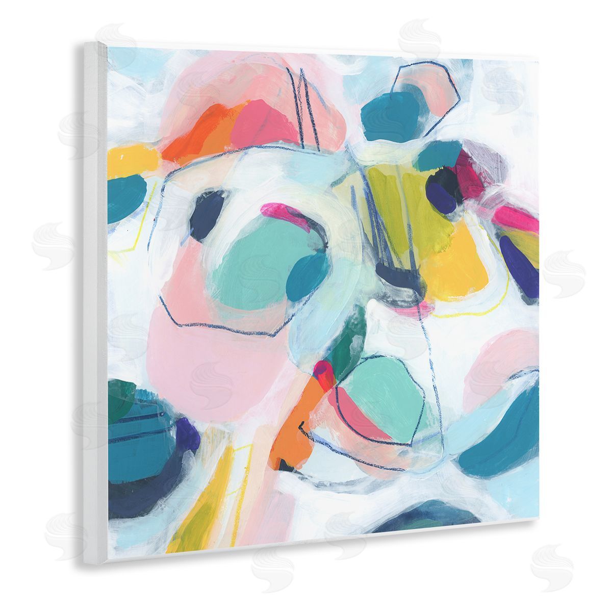 June Erica Vess Whimsical Shapes Abstraction Wooden Wall Plaque Art Print