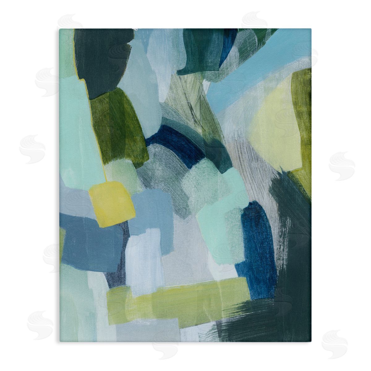 Layered Green Paint Strokes Canvas Wall Art, Home Decor by Grace Popp