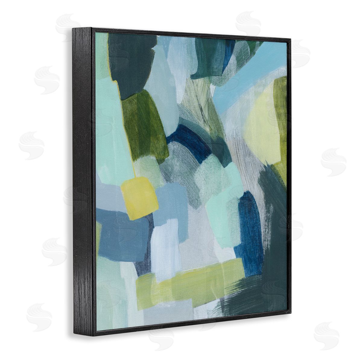Layered Green Paint Strokes Black Frame Print Wall Art, Home Decor by Grace Popp