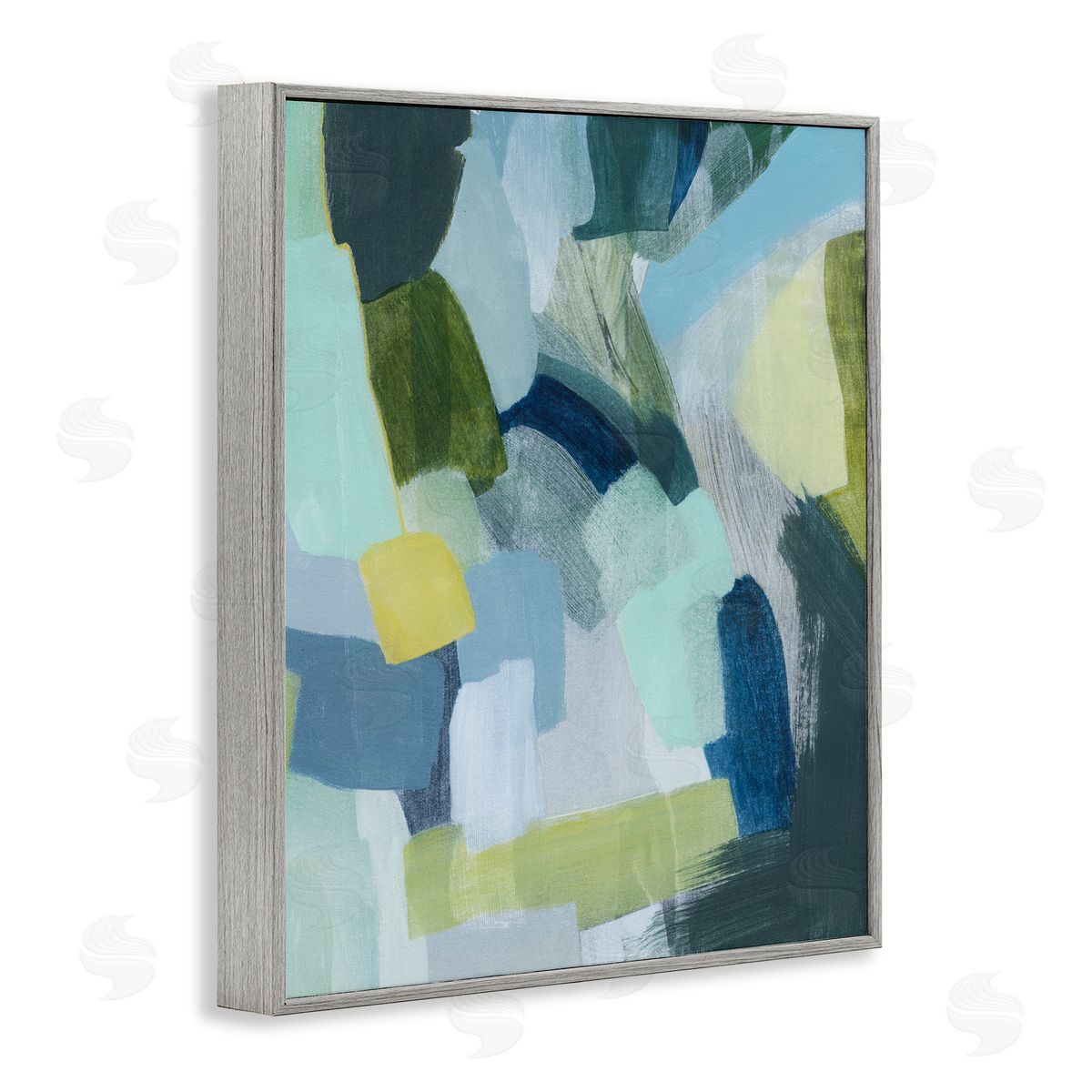 Layered Green Paint Strokes Grey Frame Print Wall Art, Home Decor by Grace Popp