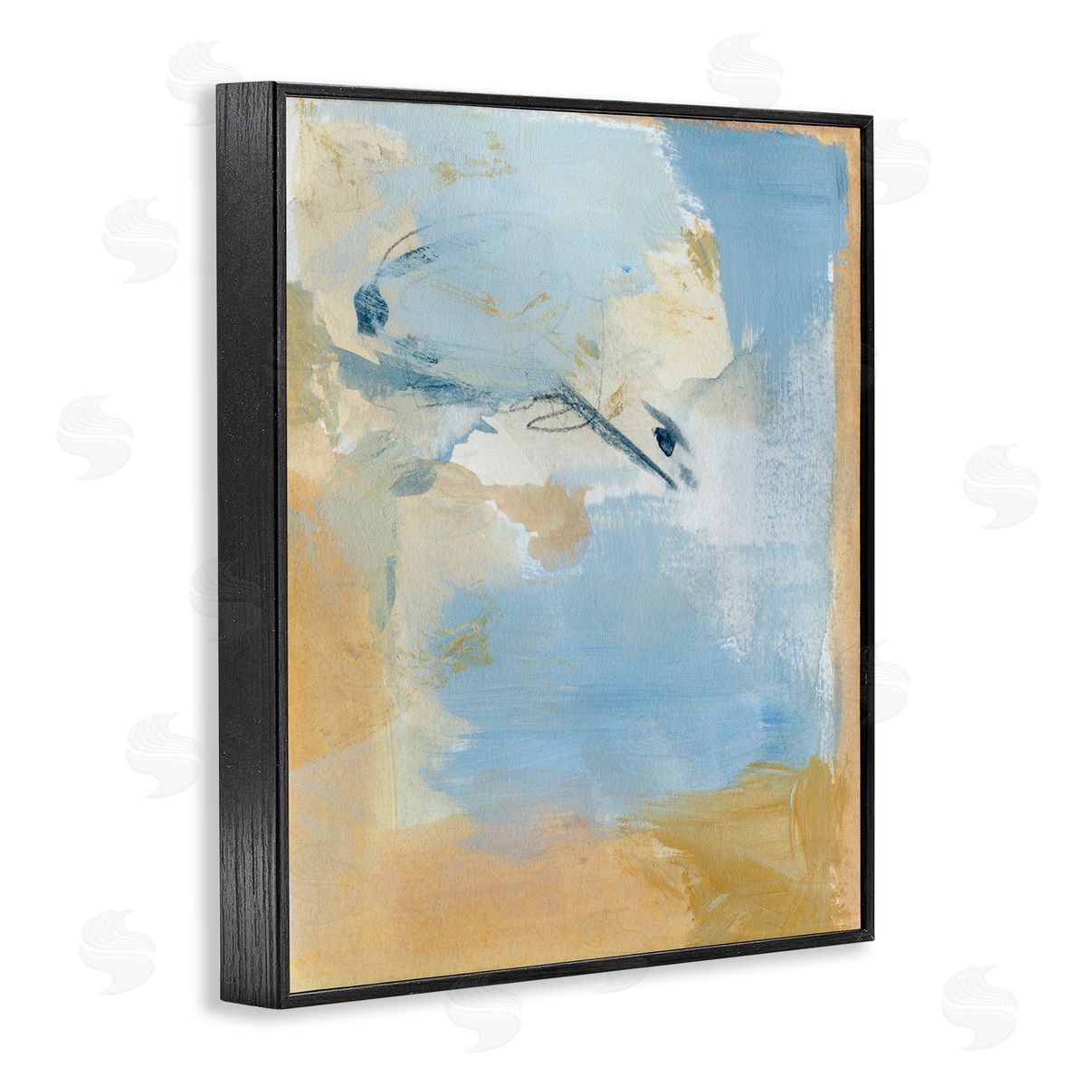 Distressed Gold and Blue Black Frame Print Wall Art, Home Decor by Victoria Barnes