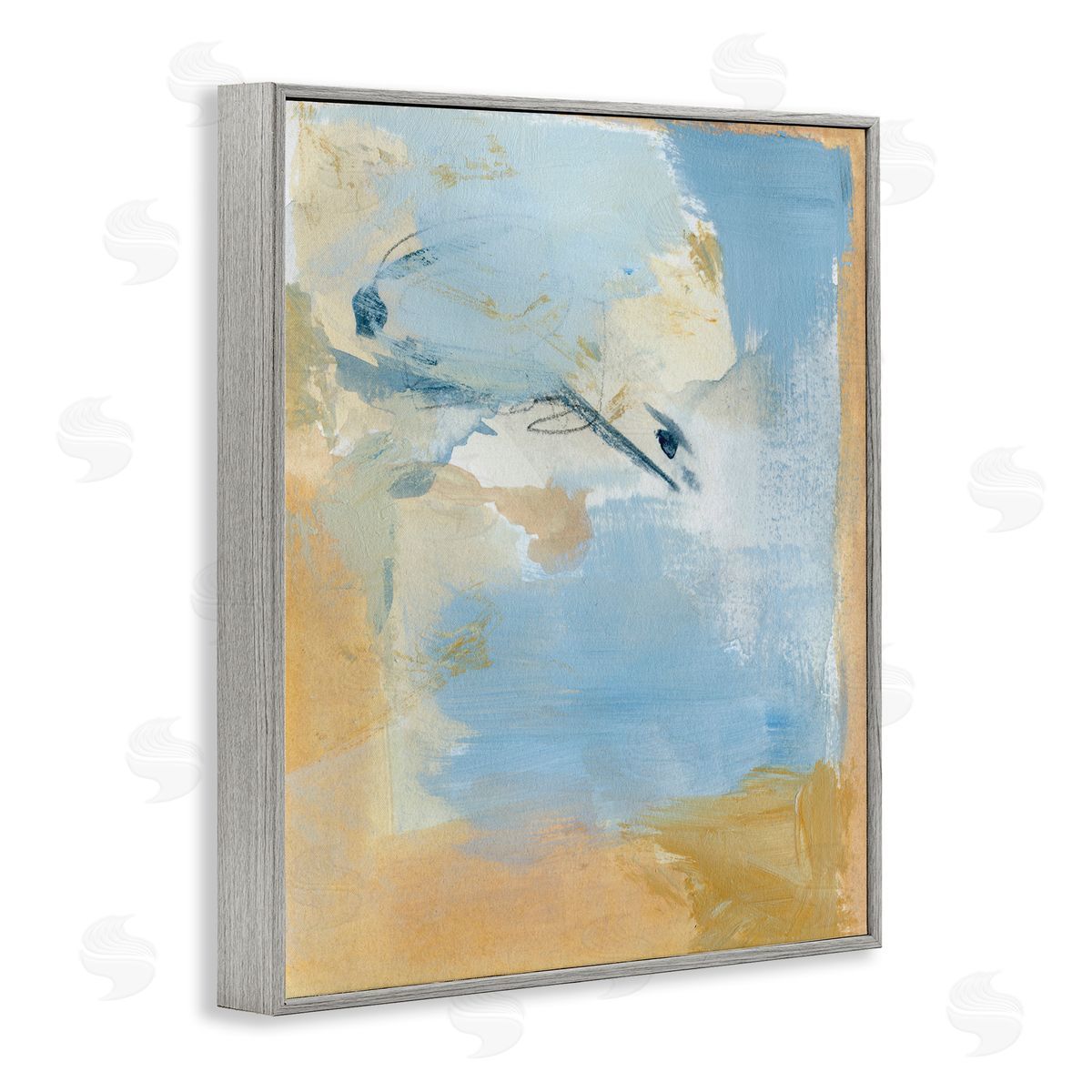 Distressed Gold and Blue Grey Frame Print Wall Art, Home Decor by Victoria Barnes