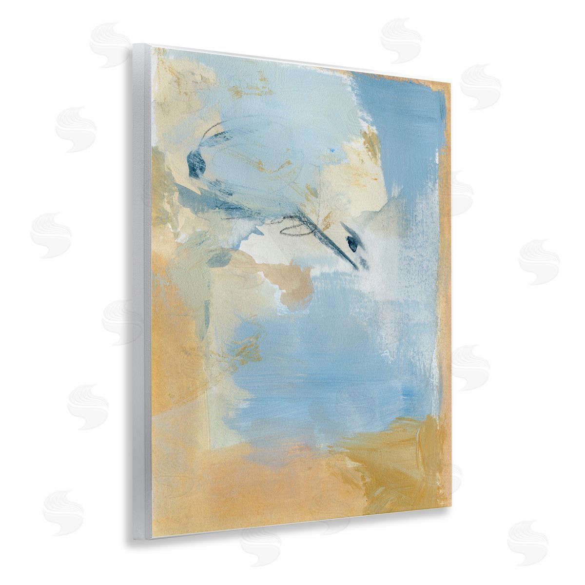 Distressed Gold and Blue Wood Plaque Wall Art, Home Decor by Victoria Barnes