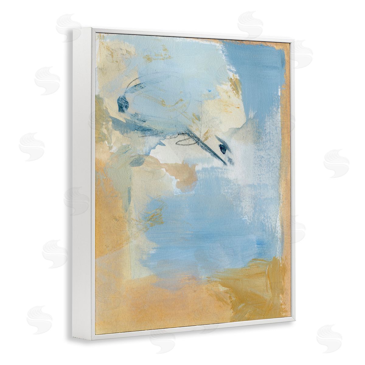 Distressed Gold and Blue White Frame Print Wall Art, Home Decor by Victoria Barnes