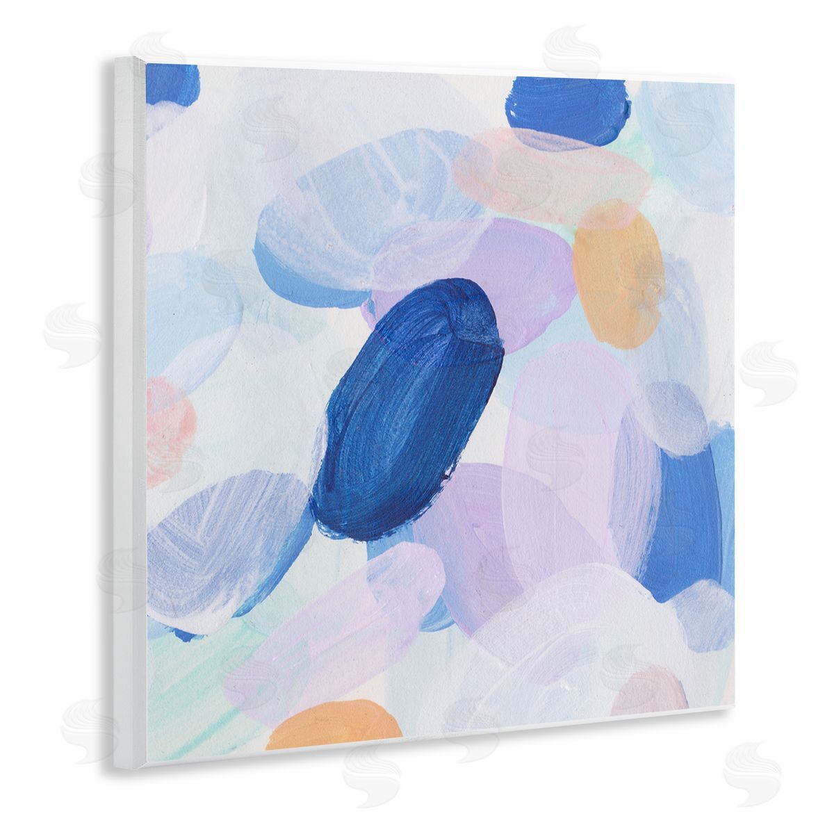 Blue Oblong Paint Strokes Wood Plaque Wall Art, Home Decor by Melissa Wang