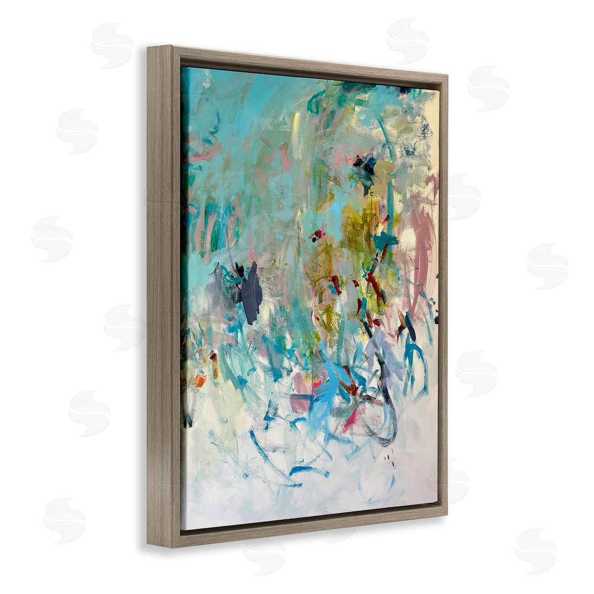 Chaotic Ombre Scribble Brown Floating Frame Canvas Wall Art, Home Decor by Mila Apperlo