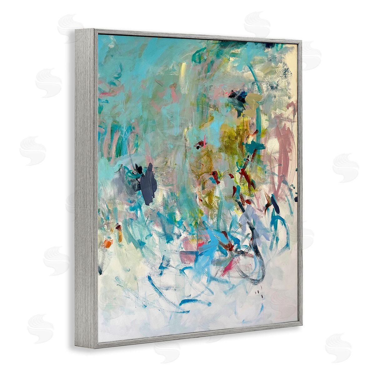 Chaotic Ombre Scribble Grey Frame Print Wall Art, Home Decor by Mila Apperlo