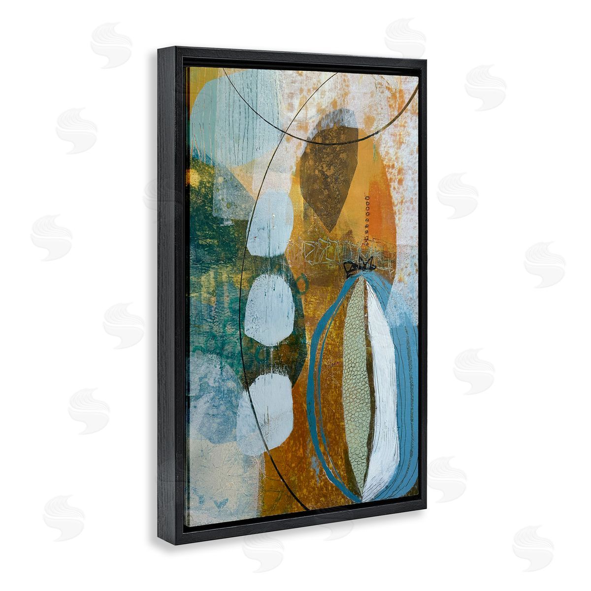 Expressive Distressed Abstract Black Floating Frame Canvas Wall Art, Home Decor by Pamela K. Beer