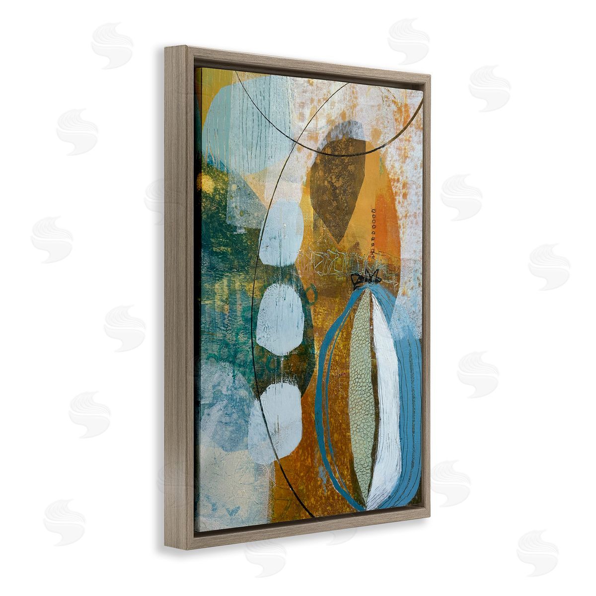 Expressive Distressed Abstract Brown Floating Frame Canvas Wall Art, Home Decor by Pamela K. Beer