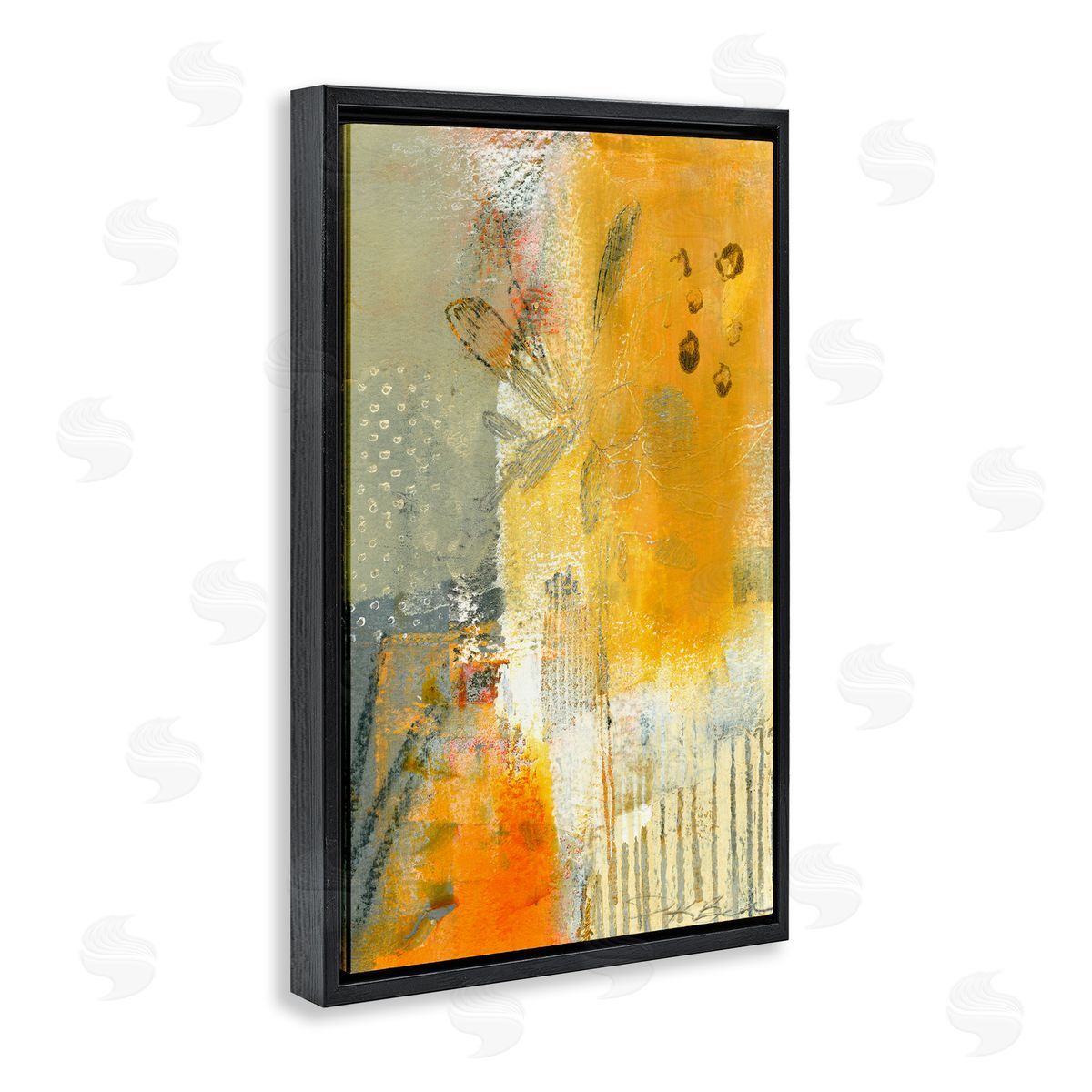 Complex Rustic Abstraction Black Floating Frame Canvas Wall Art, Home Decor by Pamela K. Beer