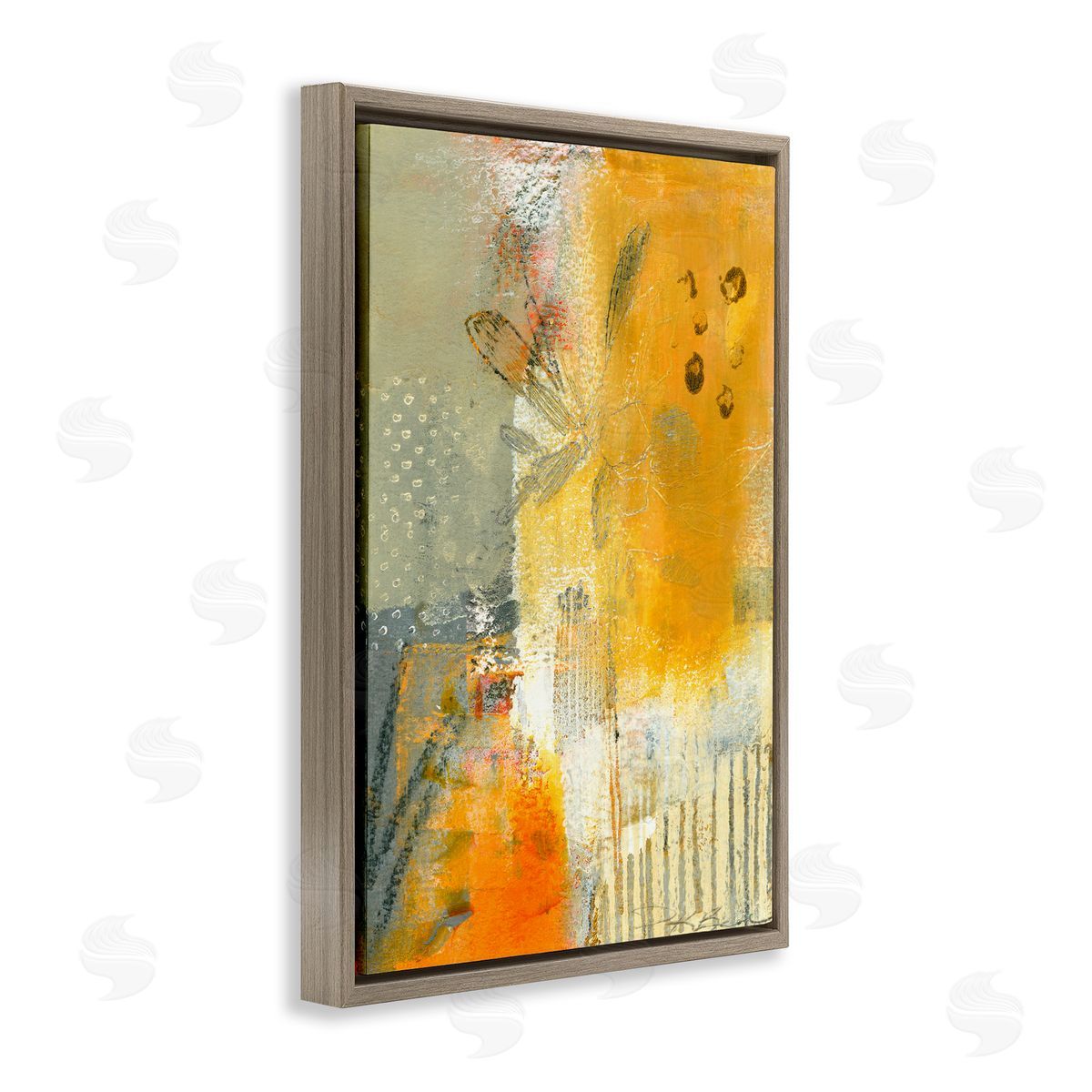 Complex Rustic Abstraction Brown Floating Frame Canvas Wall Art, Home Decor by Pamela K. Beer