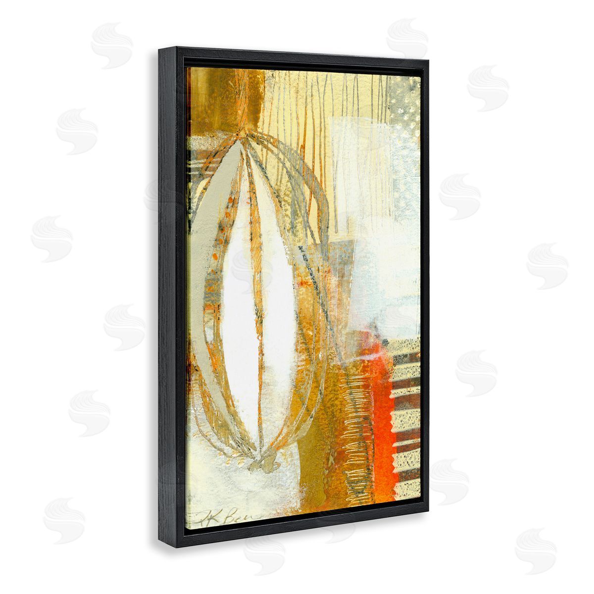 Rustic Oblong Shape Collage Black Floating Frame Canvas Wall Art, Home Decor by Pamela K. Beer