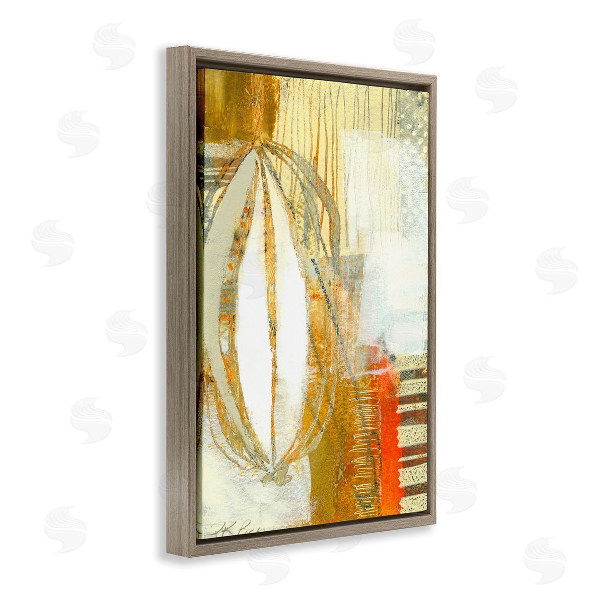 Rustic Oblong Shape Collage Brown Floating Frame Canvas Wall Art, Home Decor by Pamela K. Beer
