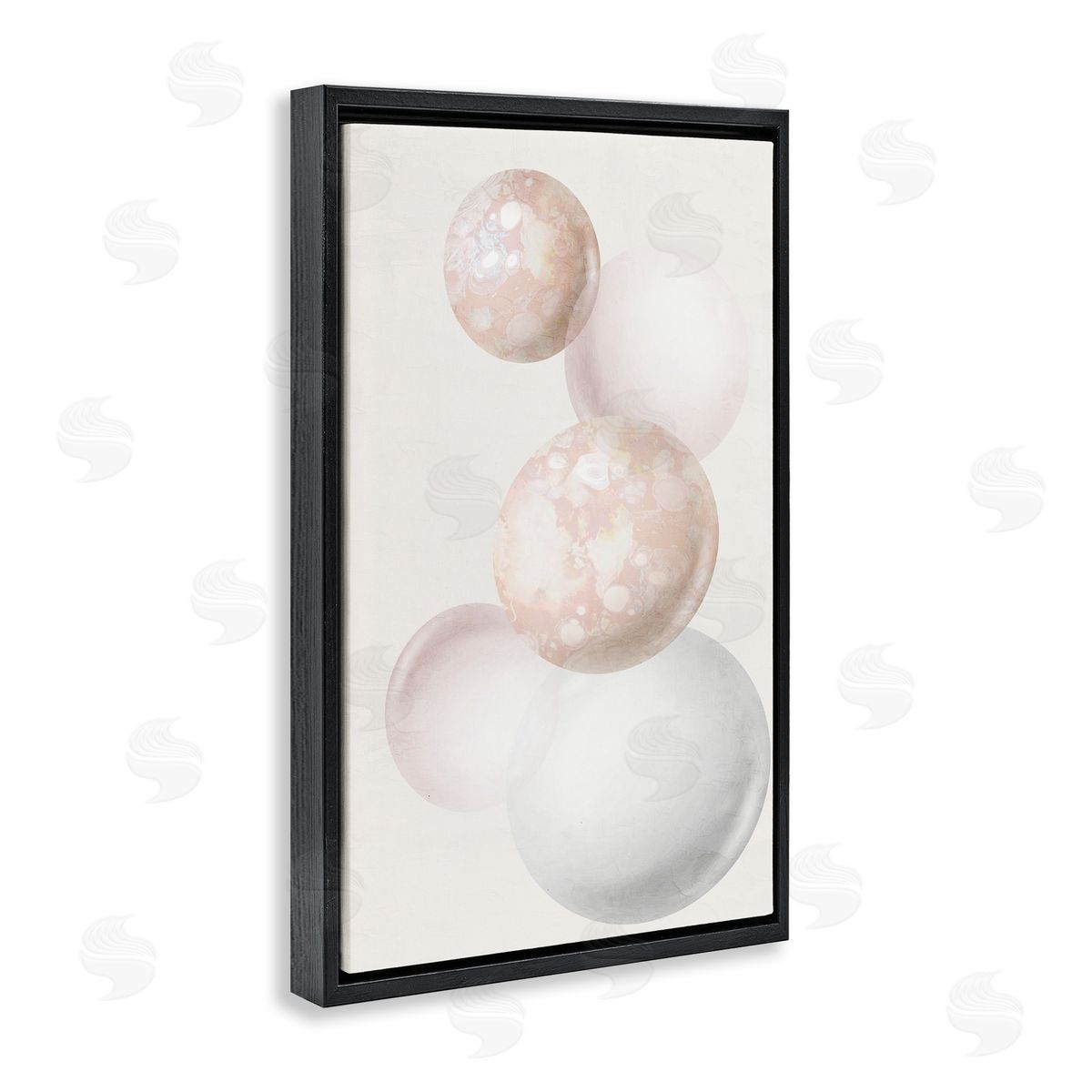 Round Neutral Orbs Black Floating Frame Canvas Wall Art, Home Decor by Anne Bailey