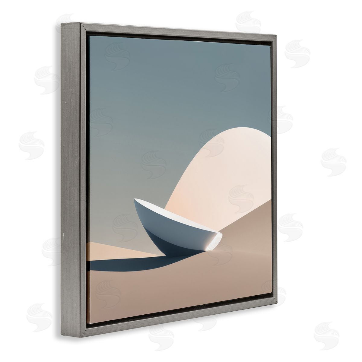 Buried Space Capsule Grey Floating Frame Canvas Wall Art, Home Decor by Denise Dundon