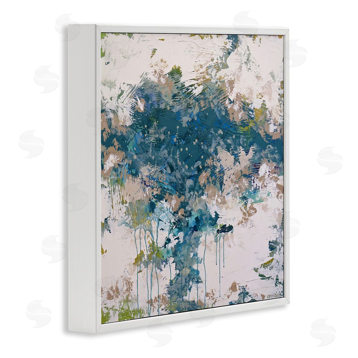 Claire Cormany Chaotic Paint Drip Abstract White Framed Giclee Wall Art Print