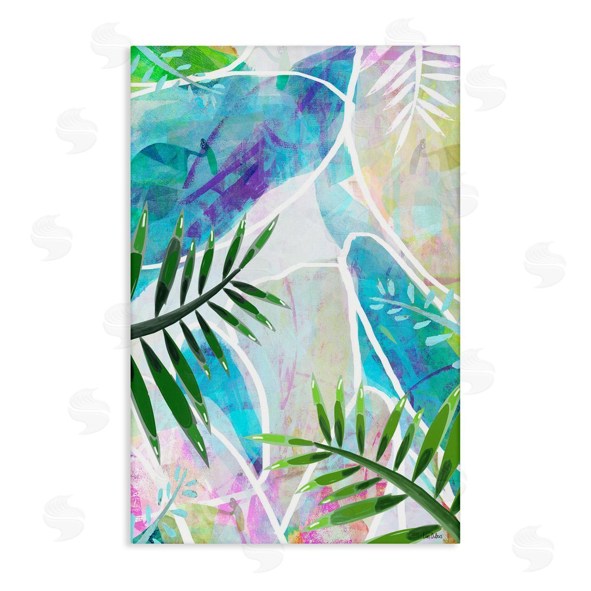 Layered Tropical Leaves Canvas Wall Art, Home Decor by Lori Dubois
