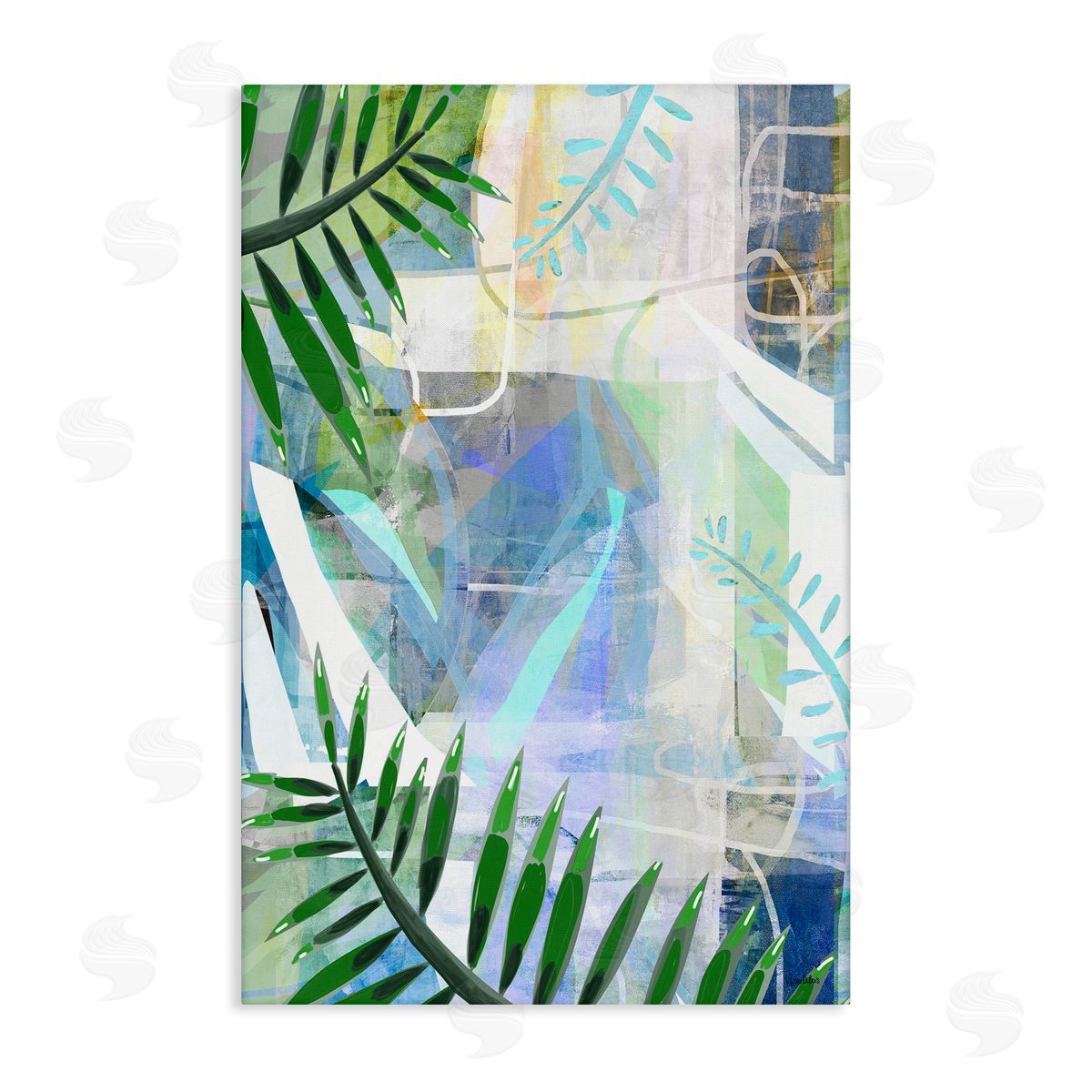 Geometric Tropical Leaves Canvas Wall Art, Home Decor by Lori Dubois