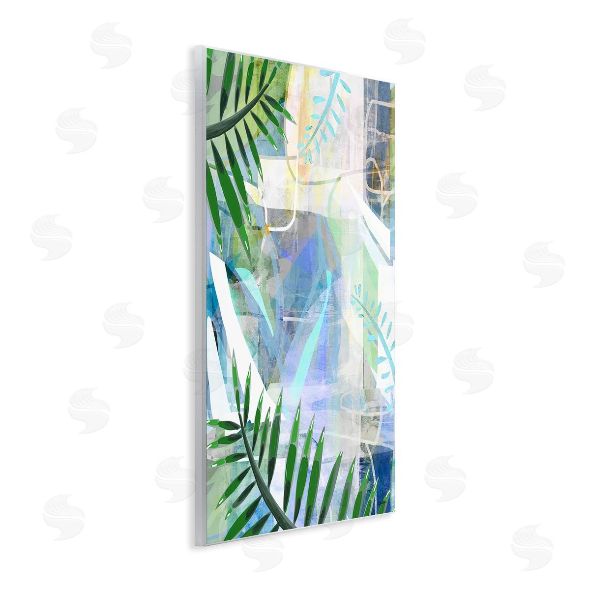 Geometric Tropical Leaves Wood Plaque Wall Art, Home Decor by Lori Dubois