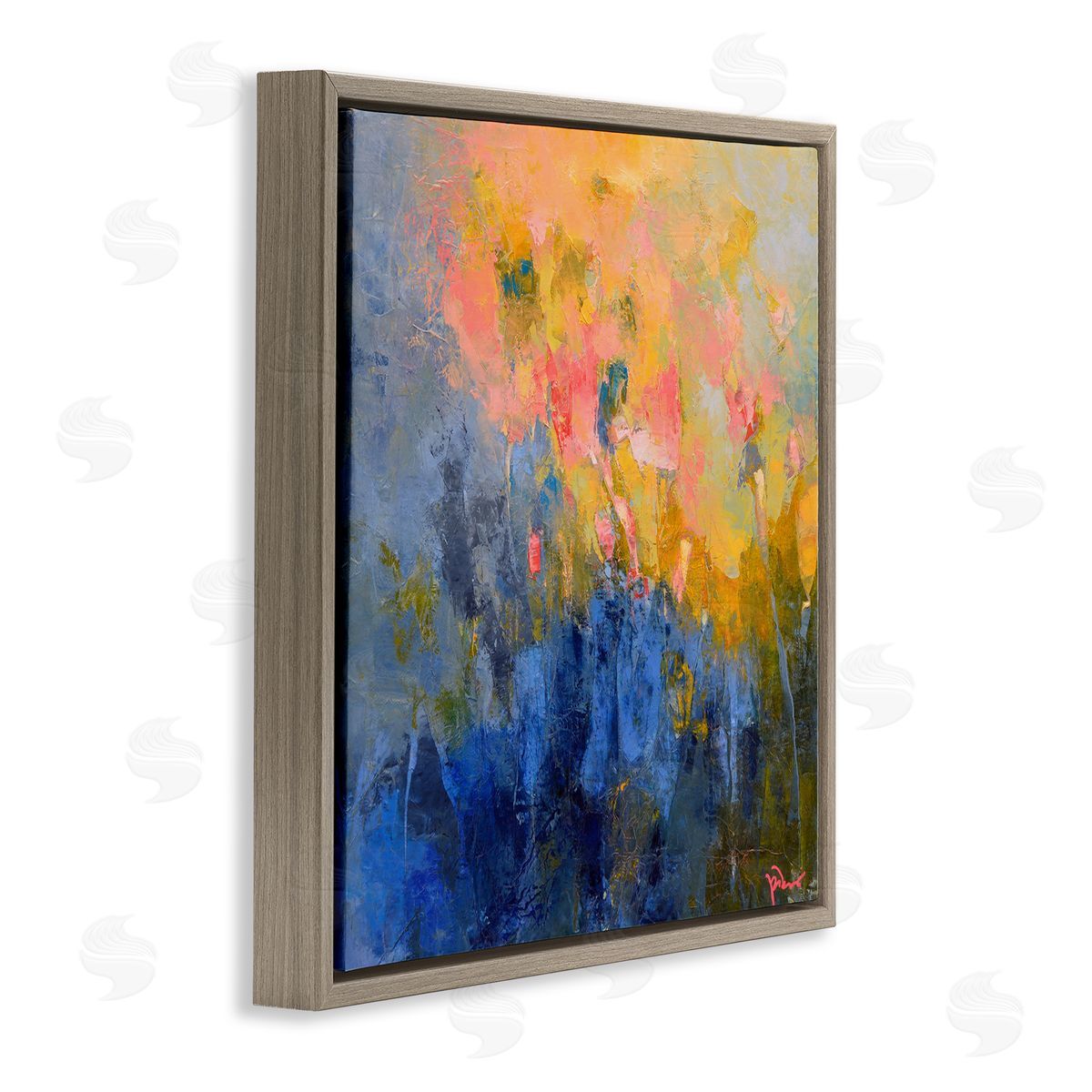 Patrick Dennis Radiant Abstract Impression Brown Floating Frame Canvas Wall Art Print