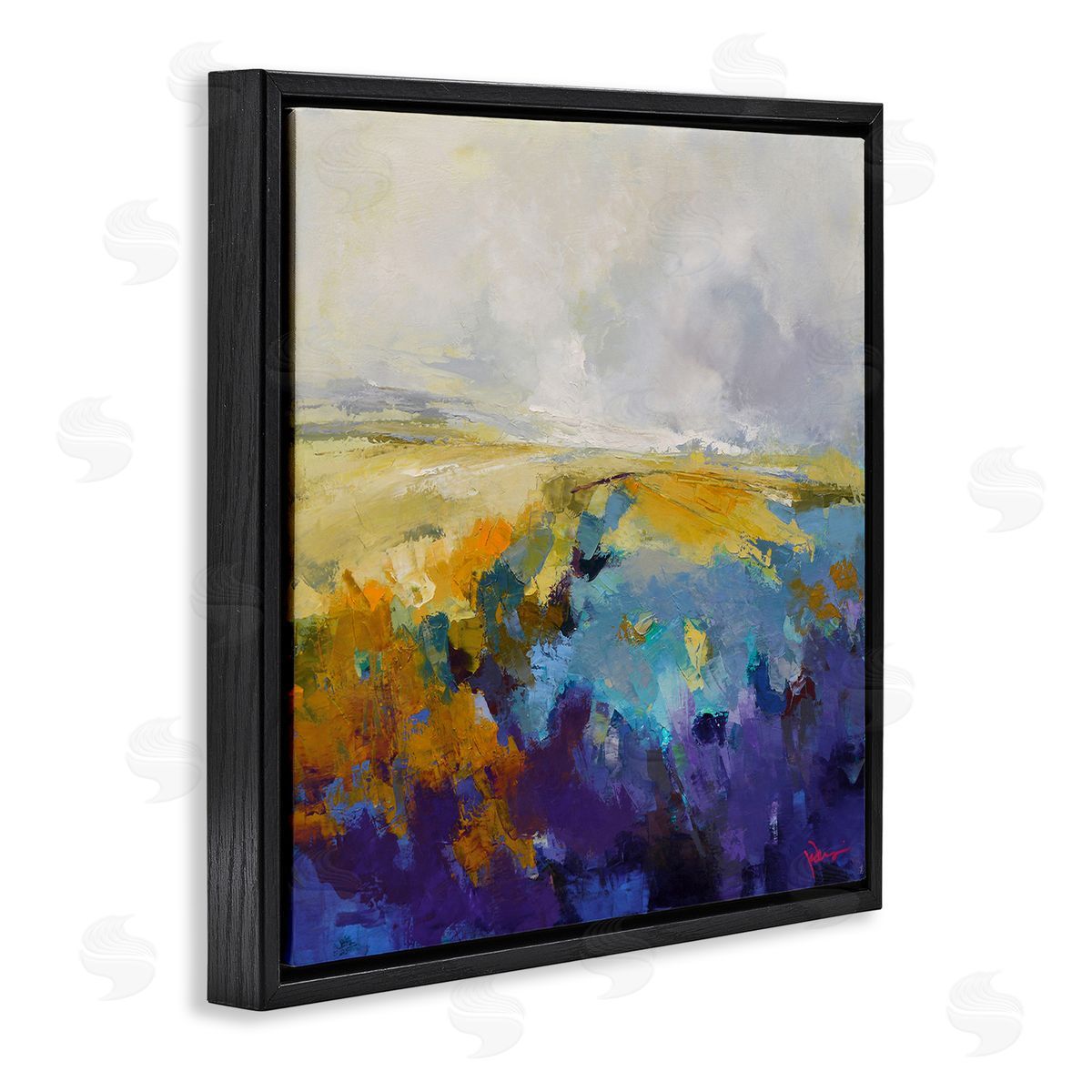 Expressive Country Field Black Floating Frame Canvas Wall Art, Home Decor by Patrick Dennis