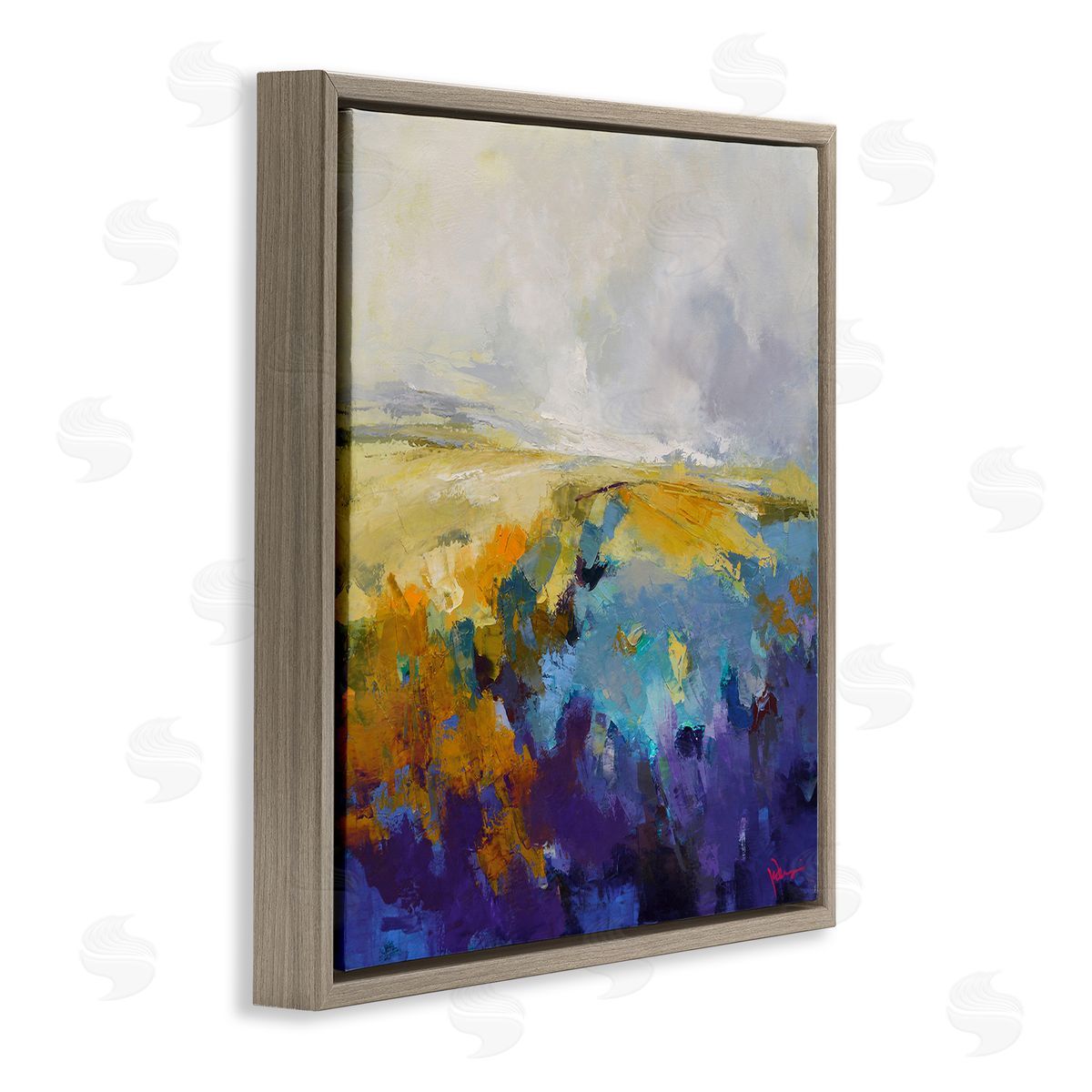 Expressive Country Field Brown Floating Frame Canvas Wall Art, Home Decor by Patrick Dennis