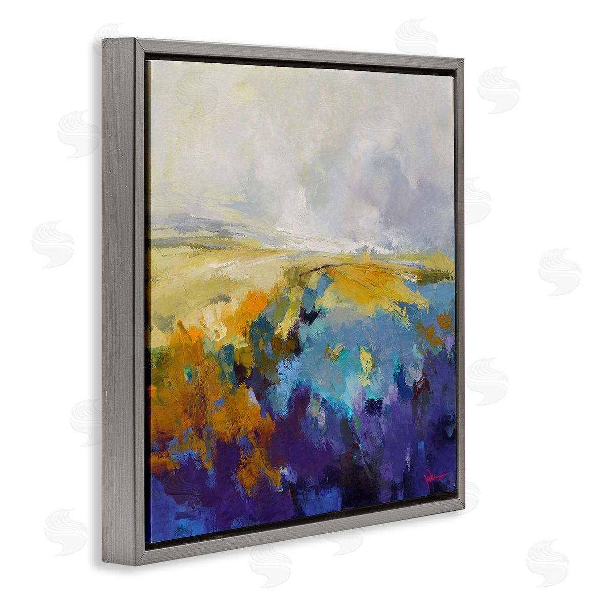 Expressive Country Field Grey Floating Frame Canvas Wall Art, Home Decor by Patrick Dennis