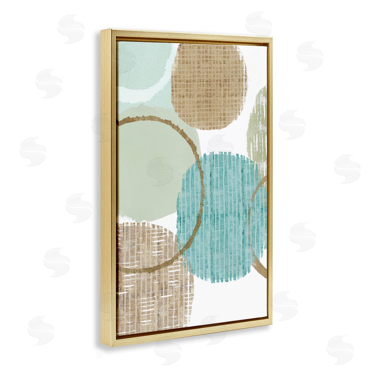 Good Times Ahead Shapes Gold Floating Frame Canvas Wall Art, Home Decor by Flora Kouta