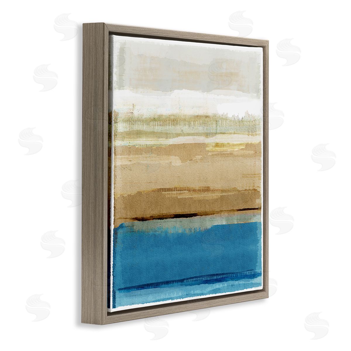 Nautical Blue Daze Brown Floating Frame Canvas Wall Art, Home Decor by Flora Kouta