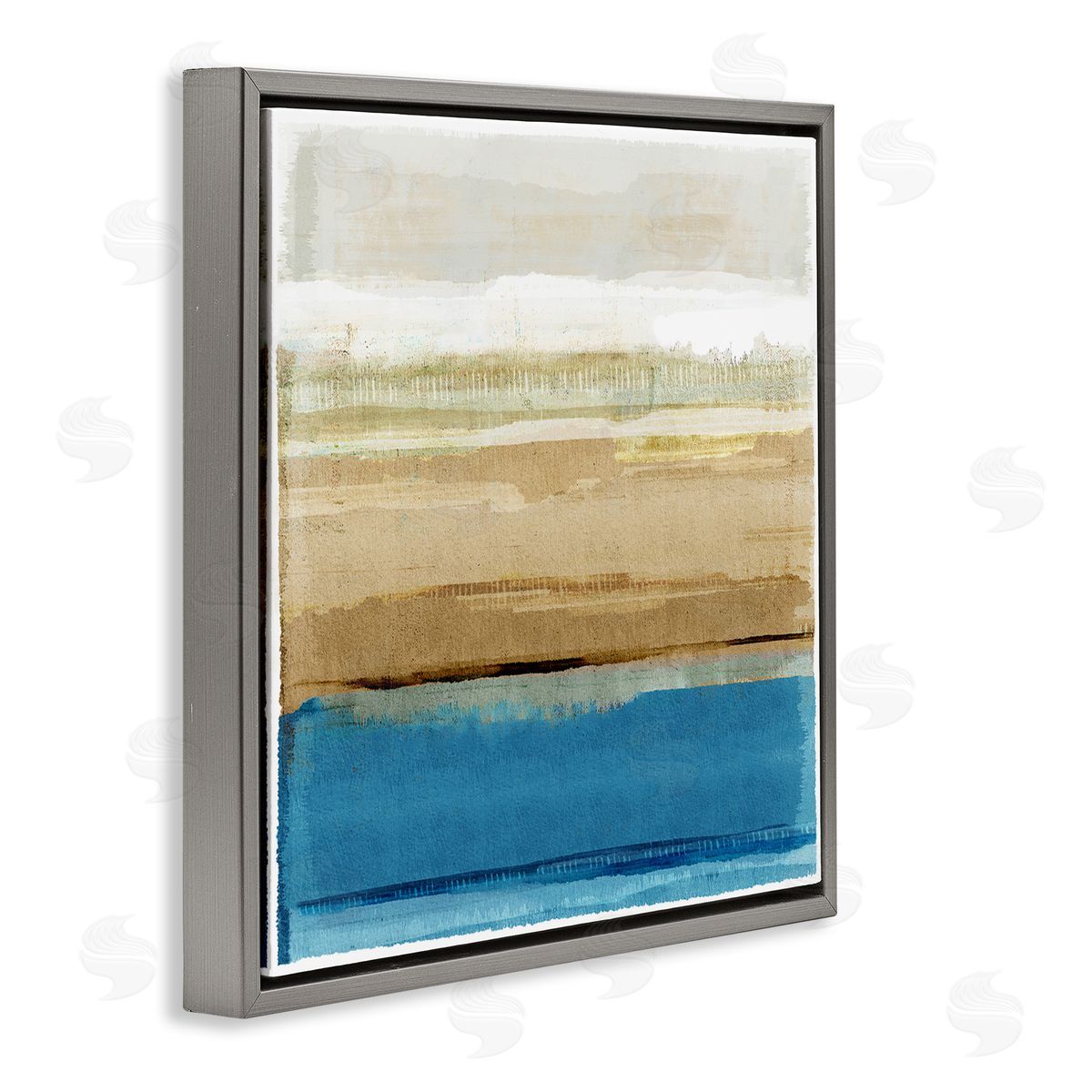 Nautical Blue Daze Grey Floating Frame Canvas Wall Art, Home Decor by Flora Kouta