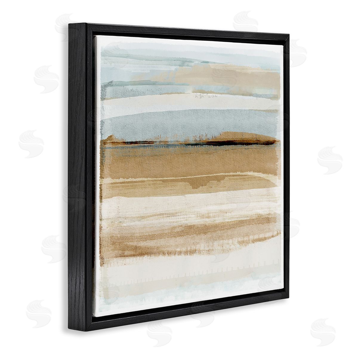 Winter Sands Abstraction Black Floating Frame Canvas Wall Art, Home Decor by Flora Kouta