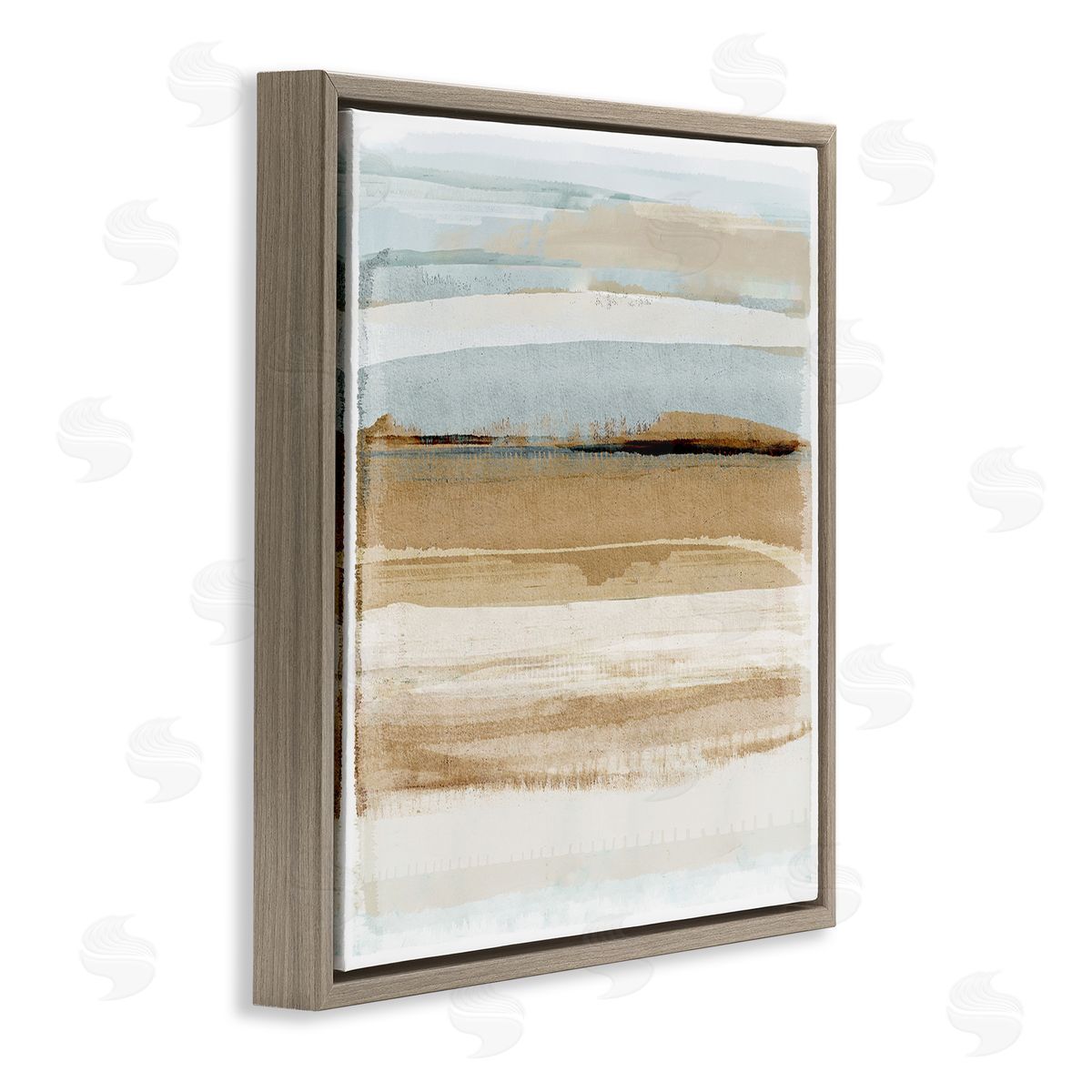 Winter Sands Abstraction Brown Floating Frame Canvas Wall Art, Home Decor by Flora Kouta