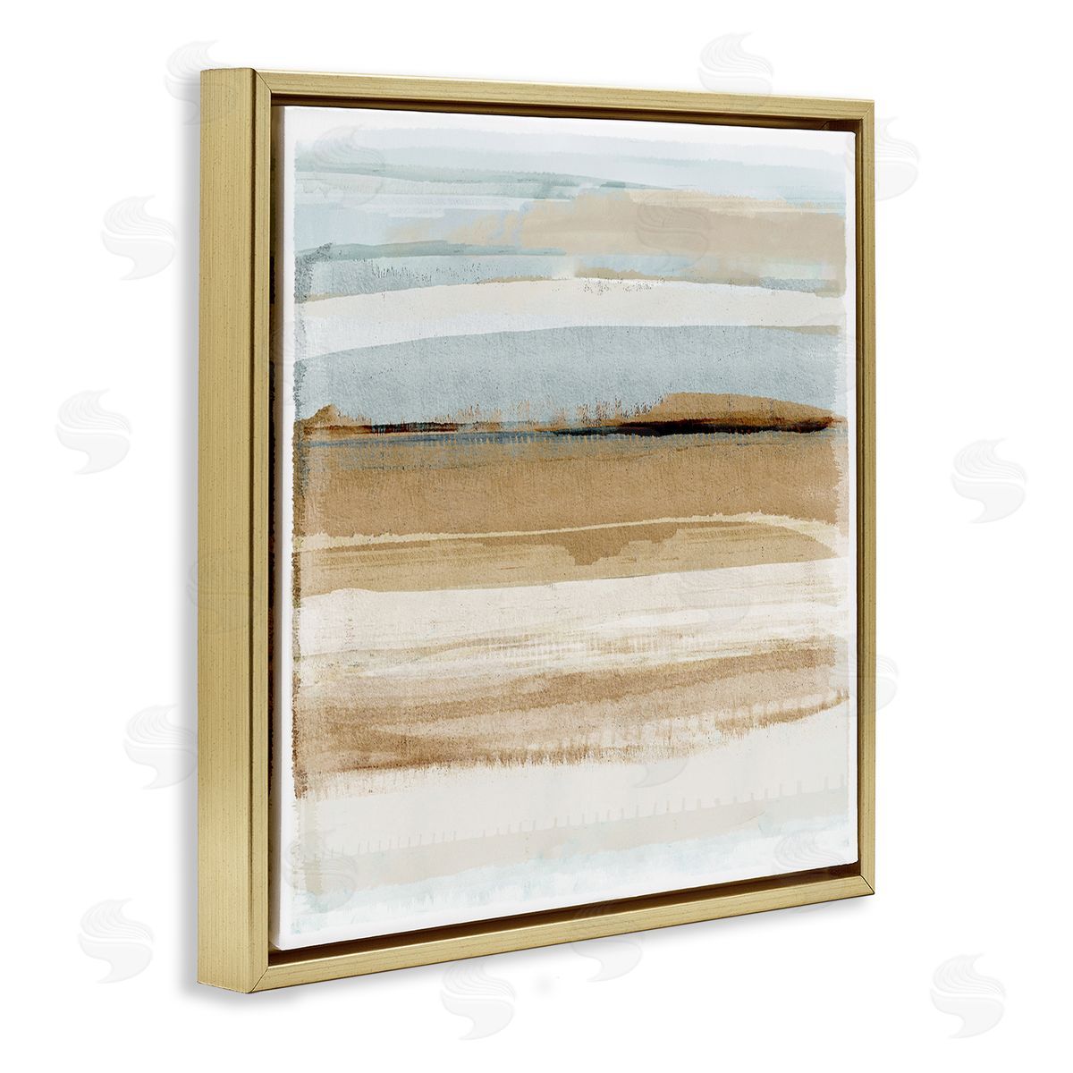 Winter Sands Abstraction Gold Floating Frame Canvas Wall Art, Home Decor by Flora Kouta