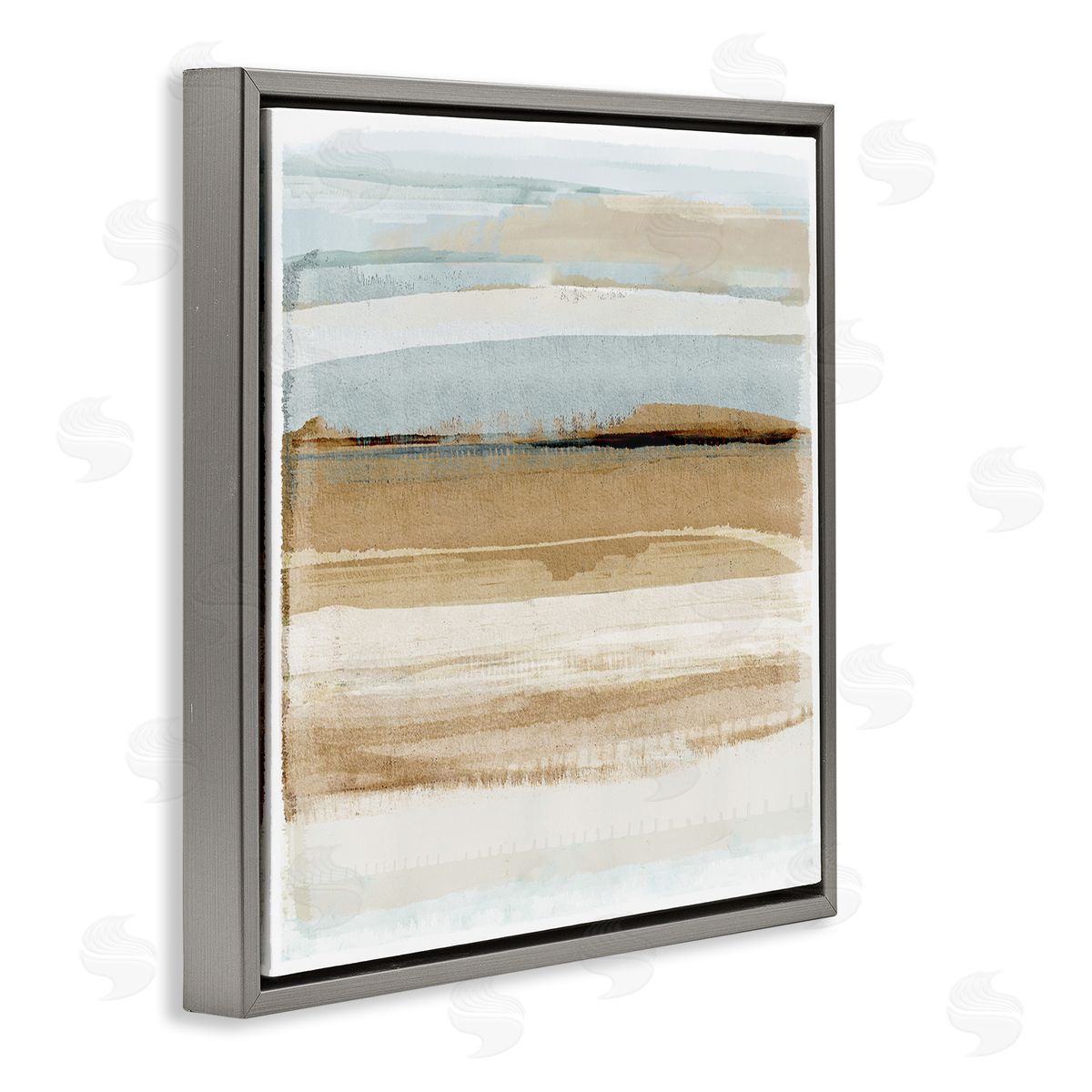 Winter Sands Abstraction Grey Floating Frame Canvas Wall Art, Home Decor by Flora Kouta