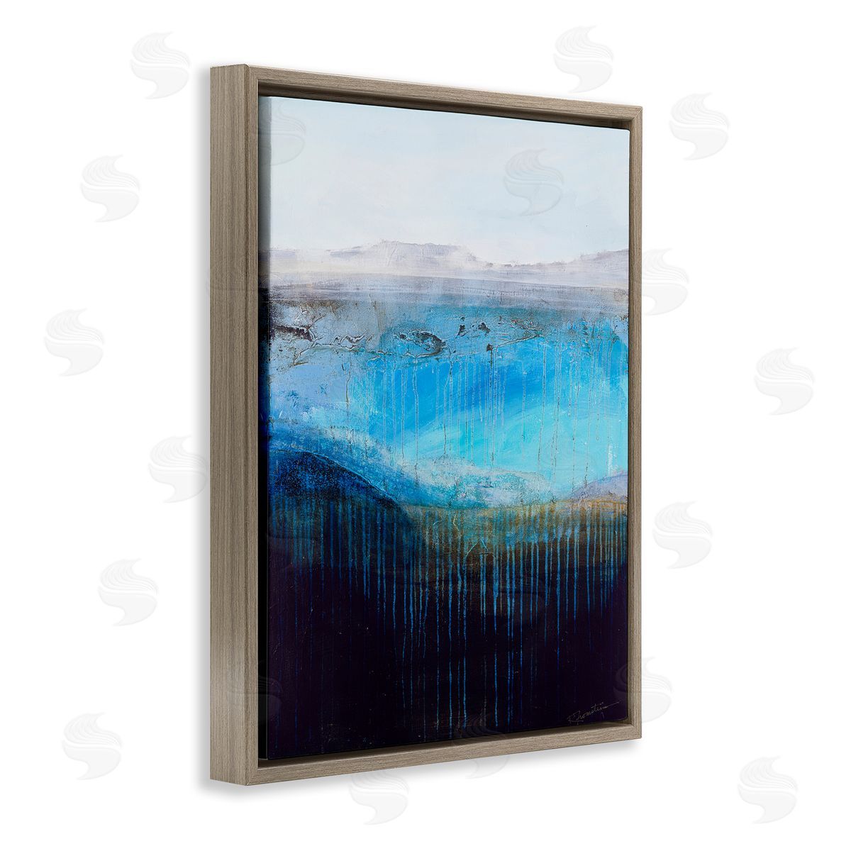 Intense Abstract Landscape Brown Floating Frame Canvas Wall Art, Home Decor by Ruth Fromstein