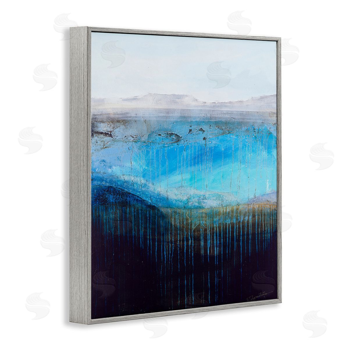 Intense Abstract Landscape Grey Frame Print Wall Art, Home Decor by Ruth Fromstein